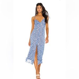 MAJORELLE Quincy midi dress in Blue Daisy
